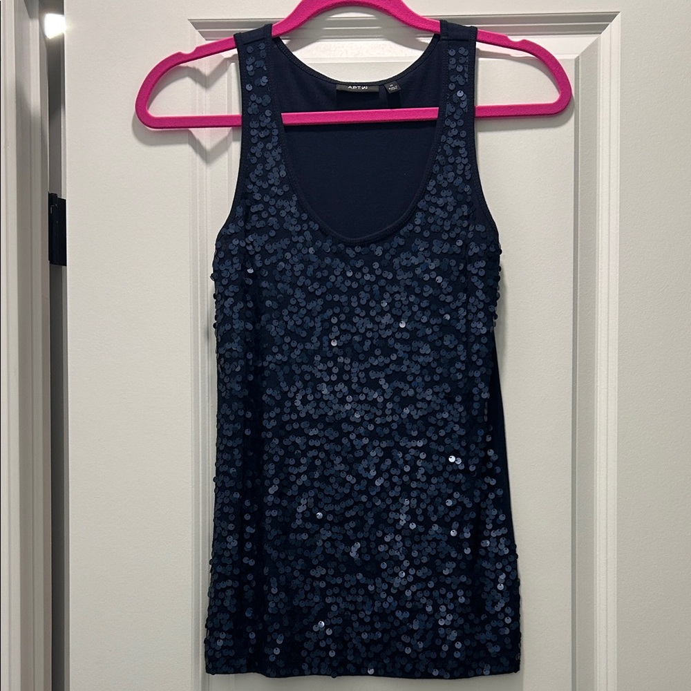 Apt. 9 Navy Sequin Tank Top